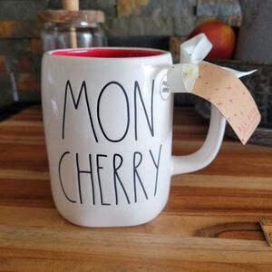 Rae Dunn Artisans Collection MON CHERRY Ceramic Mug New